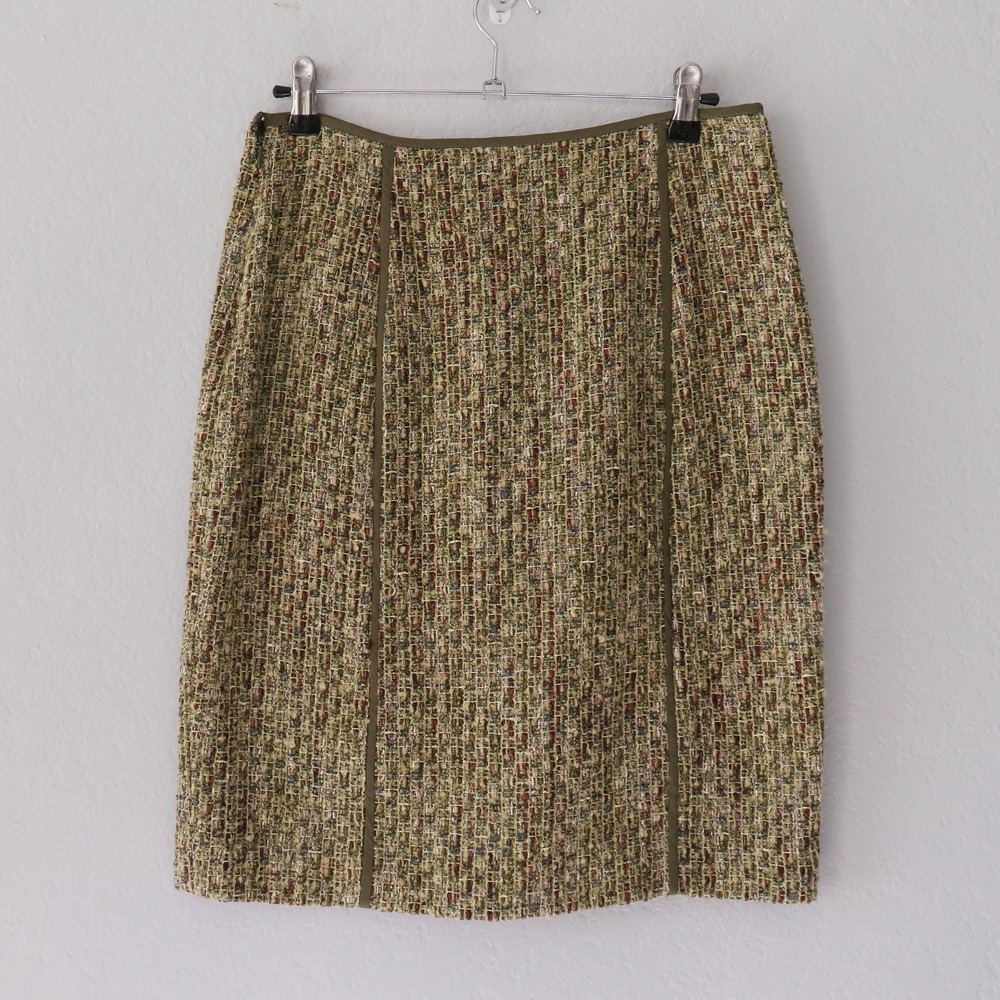 Unbranded Women Size M Tweed Pencil Skirt Olive Green Business Casual